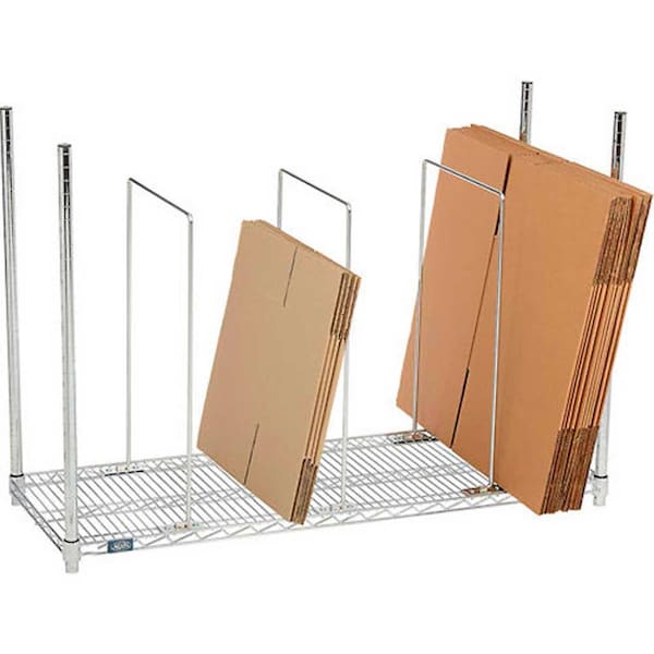 Global Industrial Single Level Carton Stand w/ 3 Dividers, 48L x 18W x 38-1/2H, Chrome 184204 - main